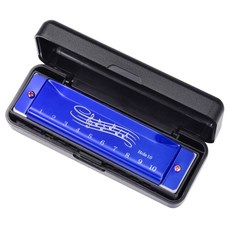 10홀 20톤 어린이 성인 플레이어를 위한 C 크로매틱 하모니카 구강 오르간 및 프로 하모니카의 전문 키, Blue, 1개