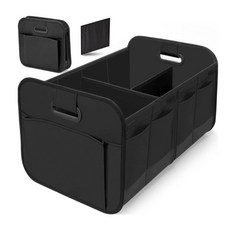 다용도 폴딩형 접이식 자동차 트렁크 정리 수납함 세차가방 60X37X31cm, 블랙