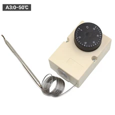 쿠쿠스토어 1Pc Pin 3상 380V 1A 30-110C 조정 손잡이 프로브 온도 컨트롤러 모세관 조절기 스위치 보일러, 02 50-300C