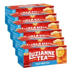 Luzianne Unsweetened Cold Brew Black Iced Tea Bags Family Size 22ct Box (Pack of 6), 22 Count (Pack of 6), 62g, 22