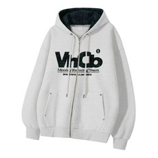 브랜드정품 벤힛 VENHIT MRT 체크 아플리케 후드집업_화이트메란지 253612