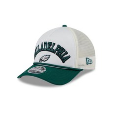 New Era NFL 크롬 아치 9FORTY M 크라운 A-프레임 트러커 메시 조절 가능한 스냅백 모자 프리 사이즈 필라델피아 이글스. 단일 사이즈, 필라델피아 이글스, 필라델피아 이글스
