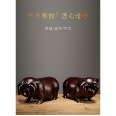 黑檀木 花梨木 福豬 擺件, 如圖所示, 1個