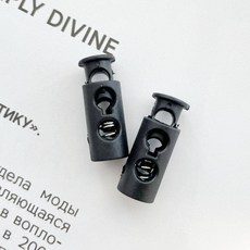헤세드 일자형 2구 25mm 단색 스토퍼, 60개, 블랙
