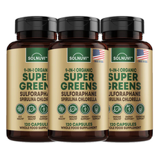 슈퍼그린스 유기농 고농축 슈퍼푸드 9-in-1 비타피아 스피리루나 클로렐라 밀싹 케일 레몬 황기 보리싹 귀리싹, 3개