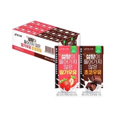 빙그레 설탕이 들어가지 않은 딸기 12 + 12 초코우유, 190ml, 190ml, 24개