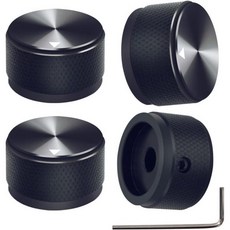 mxuteuk 4개 블랙 기타 노브 알루미늄 합금 포텐셔미터 컨트롤 너클드 노브 볼륨 오디오 일렉트릭 기타 베이스 나사형 25 x 15.5mm, 검정