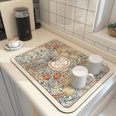 라온프리 플라워 규조토 식기 건조 주방 드라잉 매트, 02. 바닐라 로즈, 1개