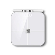 TreasHunter 全域電極智能體脂秤，全身數據精準測量，藍牙連接APP記錄分析，全家適用, 白, 1個, 全域電極智能體脂秤