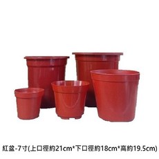 塑膠紅盆 7寸 園藝花盆, 詳見包裝