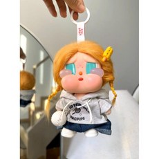 팝마트 크라이베이비 인형옷 휴가 일기 시리즈 인형의상 헤어핀 후드티 팬츠 야구공크로스 펜던트 인형악세서리, 그레이 스웨트셔츠 4피스 세트 (그레이후드티 하의 야구