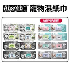 Absorb Plus 寵物濕紙巾 80抽 加厚柔軟 不含酒精 多款香氛選擇 寵物清潔用品, 1個, 薄荷香,寵物抗菌濕紙巾(綠包)