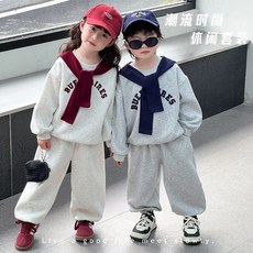 兒童春秋款男女童披肩三件套中小童運動服套裝