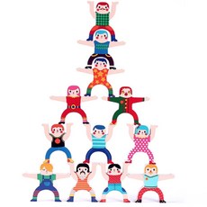 平衡疊疊樂積木人偶玩具 激發兒童創造力 手眼協調訓練 親子互動遊戲 安全無毒材質, 大力士平衡疊疊樂(圓潤塑膠材質(16個人偶+2顆球), 1個