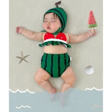 아기비키니 돌 베이비 7개월 8개월 수박 수영복 세트