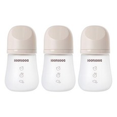 순수아 실리콘 코팅 유리젖병 노꼭지-160ml 3개 -, 160ml