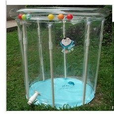 北投區升降嬰兒泳池 80*78 超清晰環保全透明 16支架 折疊式 大人成人小孩 充氣浴缸澡盆 嬰兒游泳池 泡澡桶, 1個