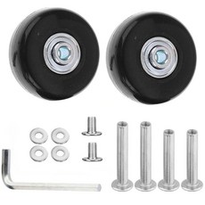 Qigfucm 50 x 18mm 소형 수하물 바퀴 교체품 범용 부드러운 회전 캐스터 휠 2개 무소음 블랙 고무 여행 가방 트롤리 수리 키트 174019