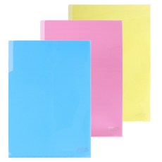 모닝글로리 서류 보관 PP 라이트 홀더 클리어파일 A4, 옐로우+블루+핑크, 30개