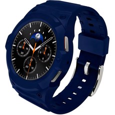 쿠산 갤럭시워치 스트랩 케이스 일체형 8 7 6 5 4 플렉서블 아머, 네이비 블루