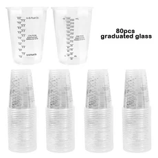 FAIS DU 10oz 교반 스틱이 있는 일회용 측정 컵 베이킹 혼합 페인트 안료용 에폭시 수지, 01 250ml, 10 80pcs Measuring Cups