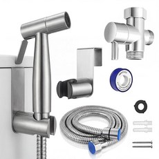 화장실용 휴대용 비데 스프레이 조절 가능한 수압 호스가 있는 스테인리스 스틸 욕실 수도꼭지 누출 방지 무슬림 샤워 천 기저귀 분무기 아기 페미닌 워시 반려동물 목욕용 26494