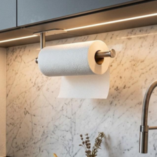 도도비 프리미엄 스테인리스 무타공 키친타월 행주걸이 (매직블럭 증정), 1개, 실버