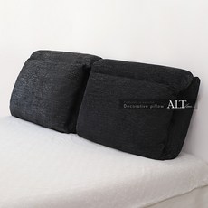 침대 옆 쿠션 없이 벽에 직접 기대어 고급스러운 느낌의 침대 독서용 대형 등받이 쿠션 다다미 쿠션 부드러운 패키지 분리 세탁 가능, 60*65*18cm, 우아한 블랙