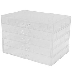 5단 대형 네일파츠케이스 비즈케이스 비즈보관함 귀걸이 반지 목걸이 팔찌 보관함, 1개, 투명 혼합형 79칸