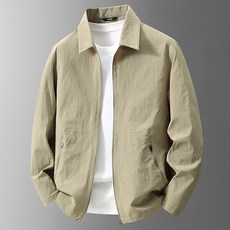 중년 남성 여름 바람막이 가벼운 심플 디자인 칼라 자외선 차단 경량 자켓 YlP, 카키 카키