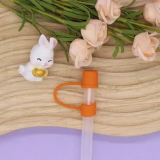 휴대용 빨대 팁 커버 우수한 밀봉 방진 토퍼 캡 보호대 뚜껑 파티 용품 8mm, 08 ORANGE