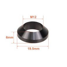 자전거 스루 액슬 와셔 M15x0.5mm/1mm/2mm M12x7.5mm 스페이서 허브 튜브 샤프트 꼬치 플랫 원추형, 1Pcs M12x6mm Cone