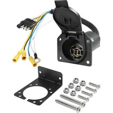 7핀 트레일러 플러그 라이트 어댑터 차량 액세서리 7웨이 RV 커넥터 소켓 장착 브래킷이 포함된 전기 퀵 컨버터 트럭용 USA, 7핀 트레일러 플러그 라이트 어댑터 차량 액세서리 7웨