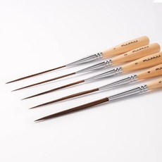 Fuumui 롱 라이너 브러시 - 페인트 채우기 옥스 아크릴 디테일 만들기를 오일 아티스트 그리기 수채화 표시 이어 헤어 등급 테두리 윤곽 모서리 3pcs 위한 가장자리, Wood Color 5pcs