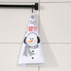 新品 聖誕雪人擦手巾 不掉毛 廚房衛生間洗手巾 毛巾 洗碗巾, 1個, 耳套雪人款