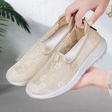 BLTER 여성 여름 레이스 펀칭 발편한 메쉬 슬립온 통기성 미끄럼방지 엄마 신발 컴포트 푹신푹신 가볍고 편한 스니커즈 단화 워킹화GW-MC89
