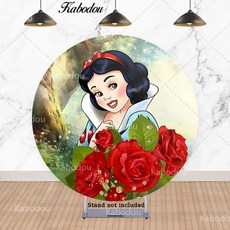 백설 공주 사진 배경 생일 공주와 일곱 난쟁이 라운드 실린더 커버, 2. 01