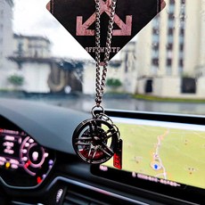 BBS輪轂車內掛件 臺灣出貨 高級感避震器汽車後視鏡掛飾 個性金屬車載裝飾品, 1個, 槍黑輪轂+鋼鏈收藏送香片