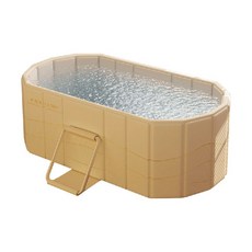 ENJOYLIFE 折疊浴缸 附支架 加高設計 50cm 加深 居家泡澡桶, 米金, 1個