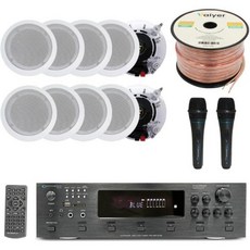 홈 스테레오 시스템 키트 6채널 6000W 블루투스 앰프와 10개 525인치 인월천장 스피커각 175W 유선 마이크 2개 500피트 스피커 와이어 리모컨 테크니컬 프로, 홈 스테레오 시스템 키트 - 6채널 6000W 블루투스