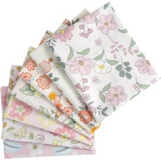 핑크 플로럴 면 지방 쿼터 퀼팅 원단 7피스 22인치 x 각각 플라워 패턴