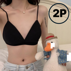 섹시 볼륨 캡내장 2P ] 미니 니플 끈브라 백리스 심리스 노와이어 브라렛 크롭 브라탑 휴양지