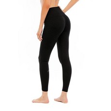 HUGE SPORTS 여성용 하이 웨이스트 복부 컨트롤 요가 레깅스 포켓 러닝 운동 바지 액티브 타이츠 블랙 실버.