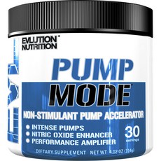 EVLUTIONNUTRITION Pump Mode補充粉, Unflavored, 1罐, 114克