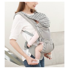 嬰兒揹帶前抱式多功能新生兒寶寶前後兩用腰凳哄睡背娃神四季款, 花灰色（有網）