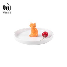 好物良品 北歐立體聖誕樹裝飾收納陶瓷盤 - 耳環戒指小物收納盤, 1個, 小狐狸