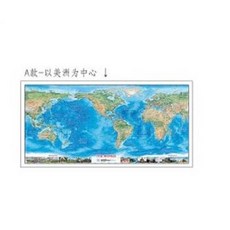 世界地圖 A款-以美洲為中心, 世界地圖藍色英文版字字清晰印製布畫芯家庭學校辦公室裝飾畫