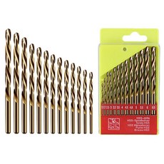 tinduo 코발트 드릴 비트 1.5-6.5mm 13개입 세트 철판기리 스텐기리 스텐타공 스텐홀쏘 철기리 철 철판 금속 목재, 1세트