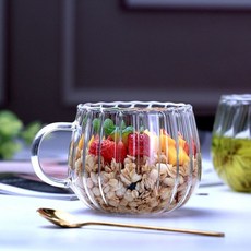 早餐杯 - 耐熱玻璃咖啡杯/牛奶杯/果汁杯/飲料杯, 1個, 【豎紋】－350ML