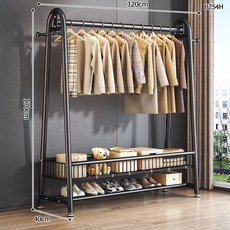 심플 스탠드 행거 옷걸이 선반형 이동식 옷수납 정리 행거 침실 드레스룸 정리대, 고급블랙 120x170 업그레이드 이중